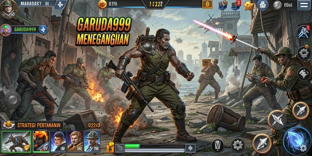 Tampilan menarik dari gameplay Tower Defense GARUDA999 di layar.