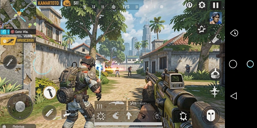 Screenshot gameplay KAMARTOTO yang menampilkan aksi seru tembak menembak.