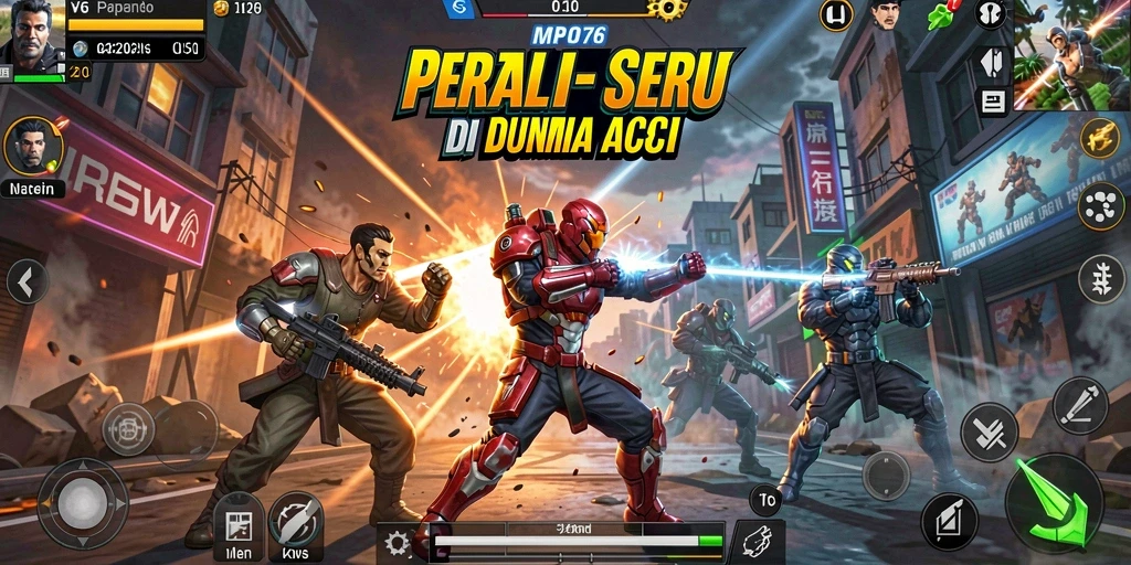 Tangkapan layar menampilkan pertarungan intens dengan karakter yang beraksi.