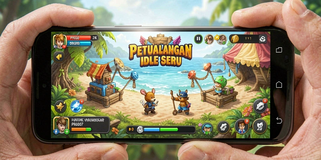 Screenshot utama PRG007 menampilkan gameplay Idle yang interaktif.