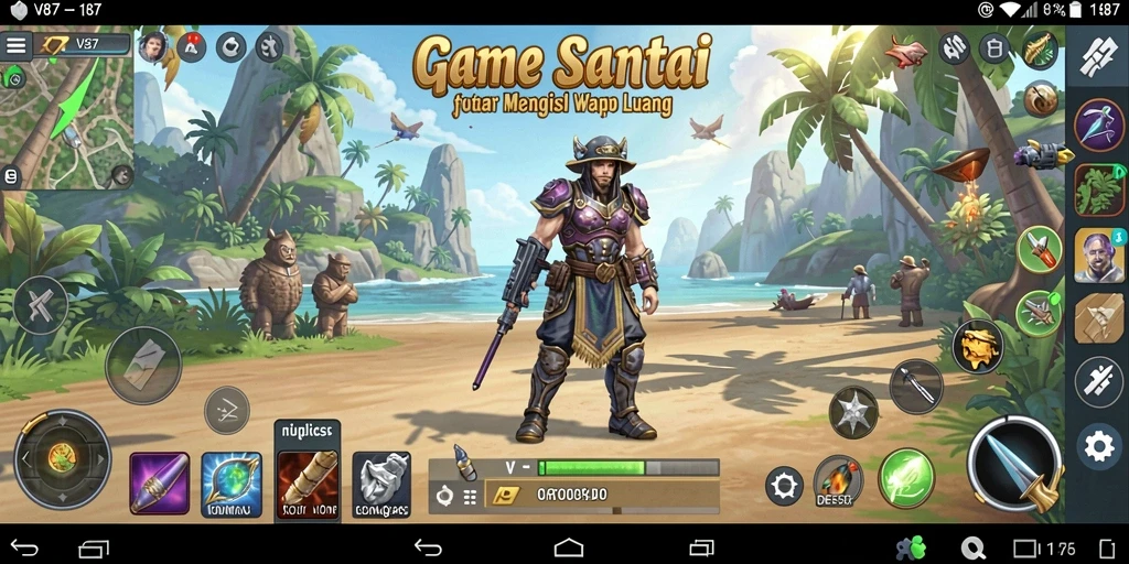 Screenshot gameplay V87 yang menampilkan momen seru dan interaksi sosial.